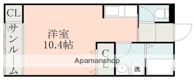 CUBE B(ワンルーム/2階)の間取り写真