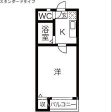 オークヴィラ黒川(1K/1階)の間取り写真
