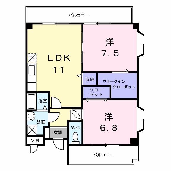 アインスブルグ巽東(2LDK/4階)の間取り写真