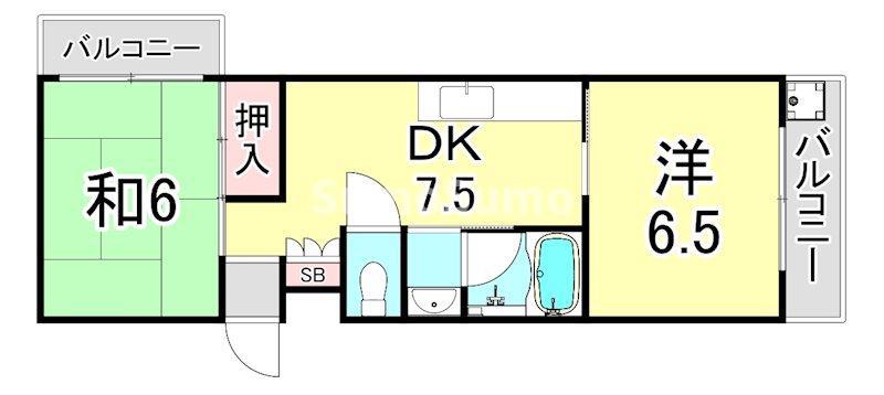 レグルス甲子園(2DK/2階)の間取り写真