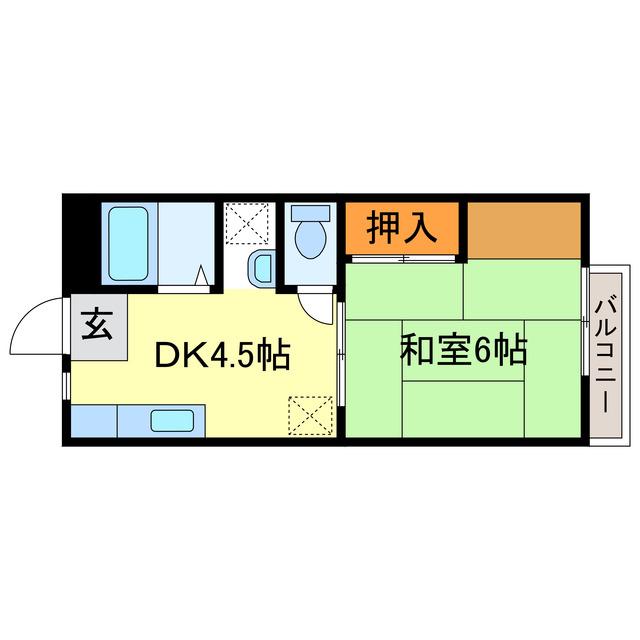 サンシティ土山(1DK/2階)の間取り写真