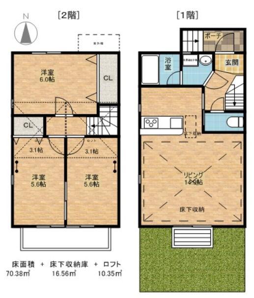 ラークハウス(3LDK/1階)の間取り写真