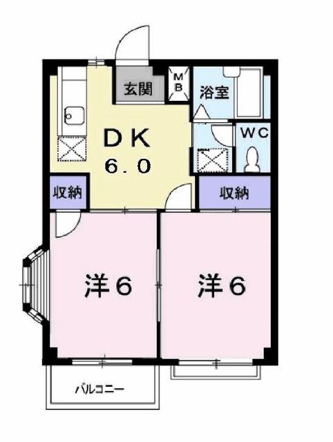 ルミエール正木B(2DK/2階)の間取り写真