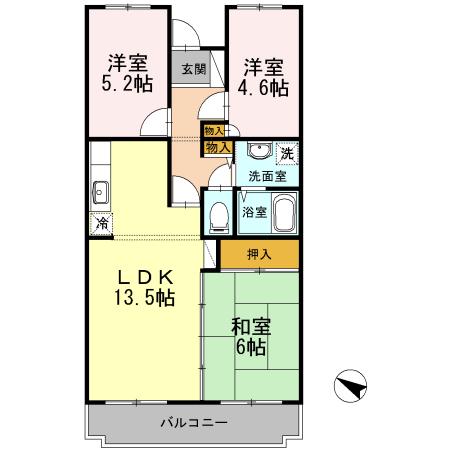 オースター5番館(3LDK/5階)の間取り写真