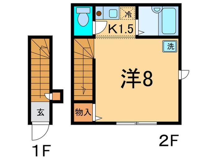 ドエル喜多見(1K/2階)の間取り写真