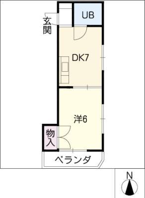 花見ハイツ(1DK/3階)の間取り写真