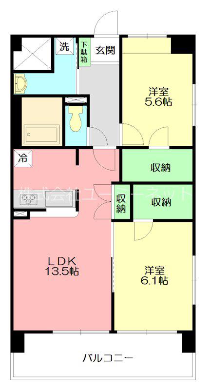 ルミエール(2LDK/6階)の間取り写真
