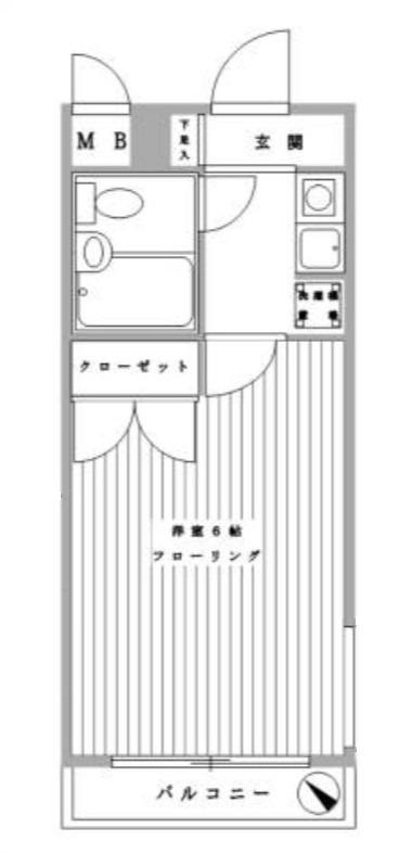 ダイアパレス淵野辺(1K/4階)の間取り写真
