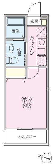 バーンフリート横浜伍番館(1K/1階)の間取り写真