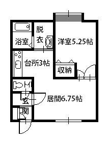 ファーネスA(1LDK/1階)の間取り写真