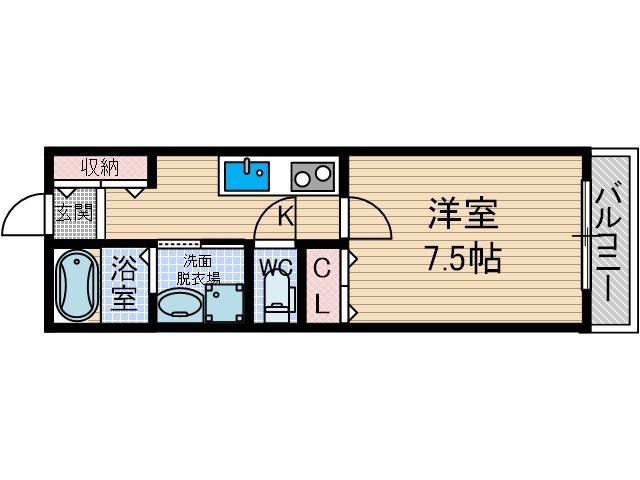 CASA CALMA(1K/1階)の間取り写真
