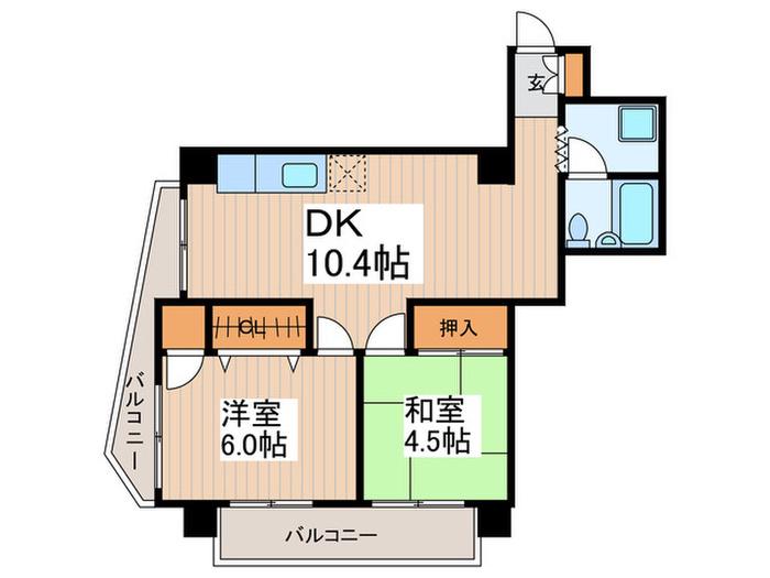 枝窪ビル(2DK/3階)の間取り写真