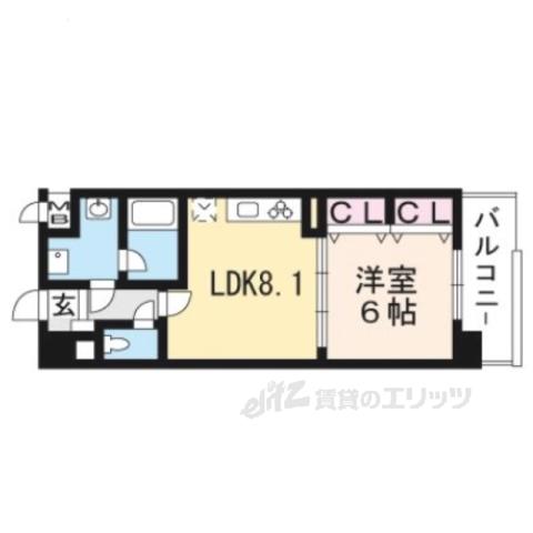 CASA洛南(1LDK/4階)の間取り写真