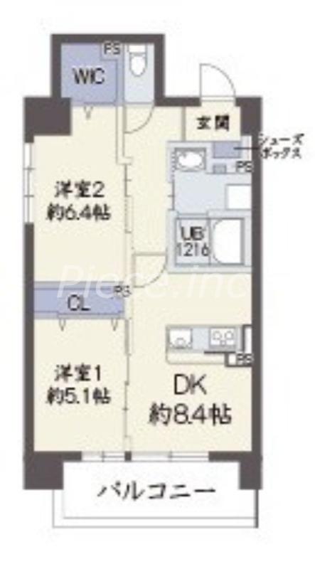ベルウッド加島Ⅴ(2DK/2階)の間取り写真