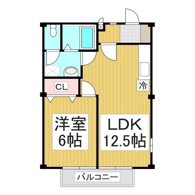 グレープヒルA(1LDK/1階)の間取り写真