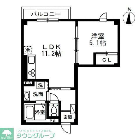 ディーズプラス東大島(1LDK/5階)の間取り写真