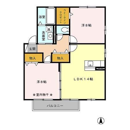 エスポワール(2LDK/2階)の間取り写真