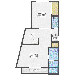 北円山壱番館(1LDK/3階)の間取り写真