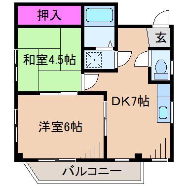 UNOSマンション(2DK/3階)の間取り写真