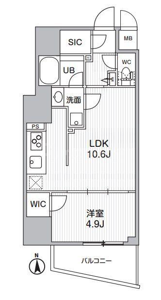 S-RESIDENCE蔵前BALM(1LDK/2階)の間取り写真