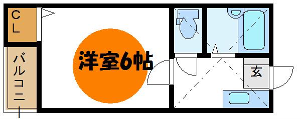 ルナリアX(1K/2階)の間取り写真