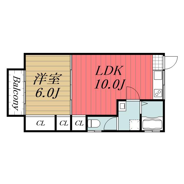 鈴木ハイツ(1LDK/2階)の間取り写真