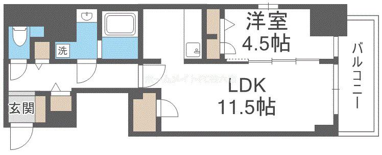 S-RESIDENCE阿波座BOUNCY(1LDK/5階)の間取り写真