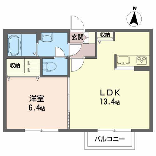 クラヴィエント(1LDK/1階)の間取り写真