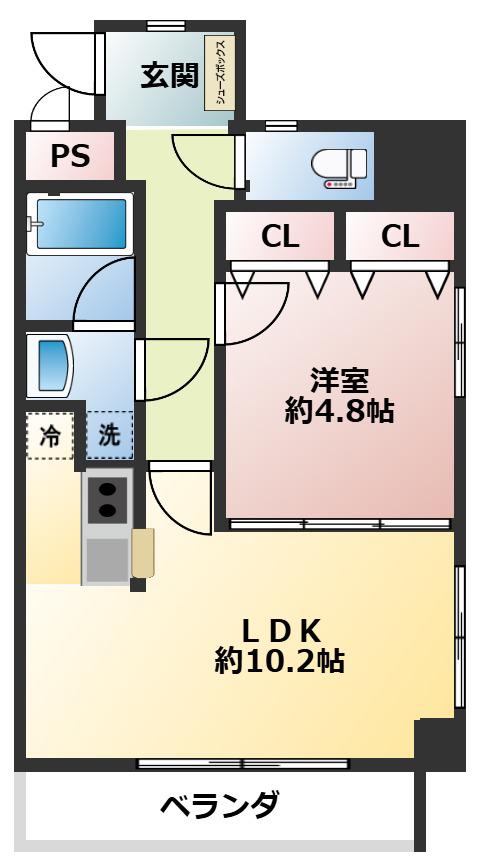 ENスクエア(1LDK/7階)の間取り写真