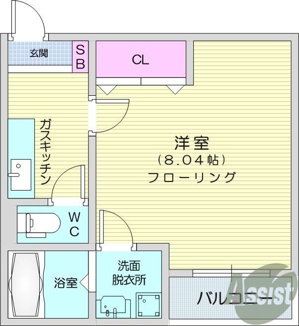 クレフラスト愛宕橋C(1K/1階)の間取り写真