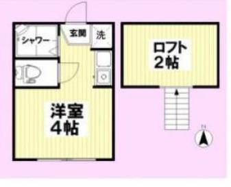 フェリスシャンテ(ワンルーム/2階)の間取り写真