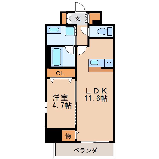 プレイス白壁(1LDK/8階)の間取り写真