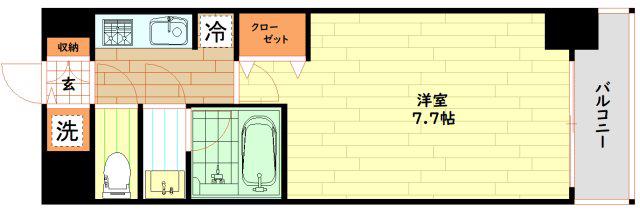 S-RESIDENCE福島LUXE(1K/13階)の間取り写真