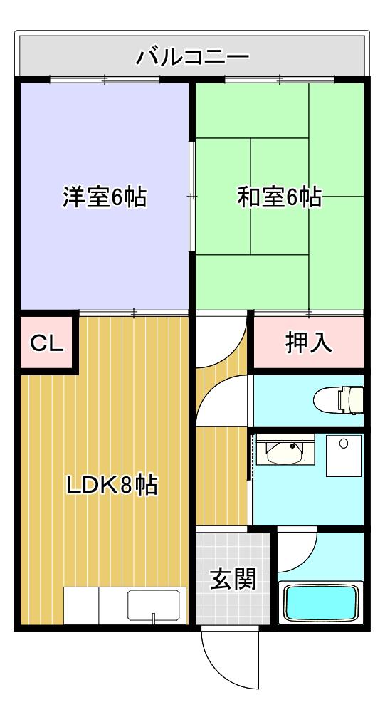 マツダハイツ(2LDK/2階)の間取り写真