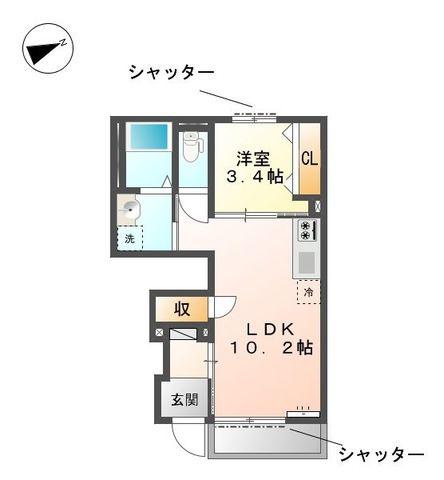 あいトピア(1LDK/1階)の間取り写真