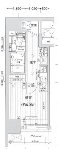 エグゼ難波南(1K/9階)の間取り写真