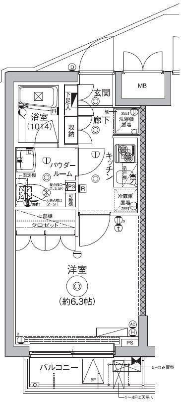 セジョリ北千住(1K/5階)の間取り写真