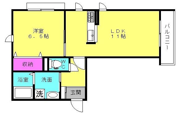 メゾン・ド 扇町(1LDK/1階)の間取り写真