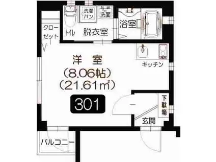 アリッサムII(ワンルーム/3階)の間取り写真