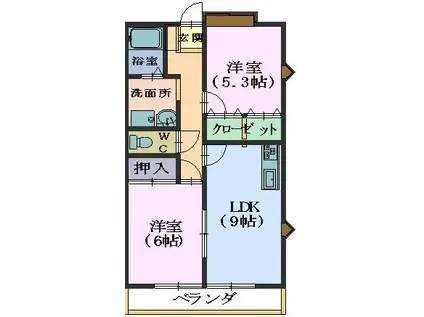 シャングリラ(2LDK/1階)の間取り写真