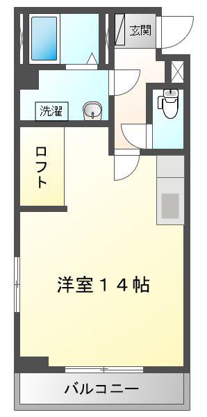 デュエット(ワンルーム/2階)の間取り写真