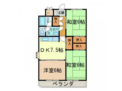 レジデンスYMM(3DK/7階)の間取り写真