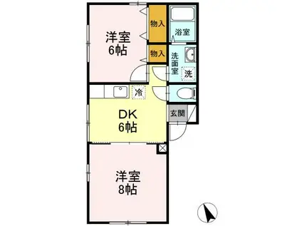 ディークランセ中央(2DK/2階)の間取り写真