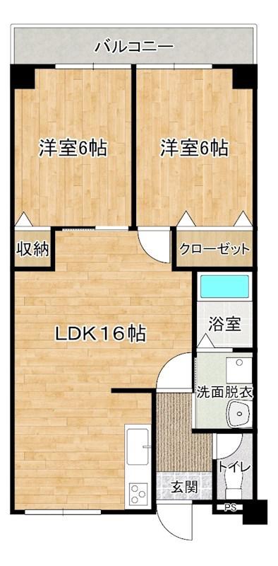 グリーンハイツ足立(2LDK/5階)の間取り写真