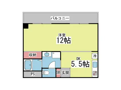 SIハイツ岩屋II(1DK/4階)の間取り写真