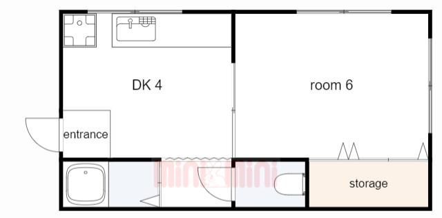 ハイツ八坂(1DK/2階)の間取り写真
