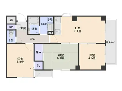 マノアール真法院(3LDK/4階)の間取り写真