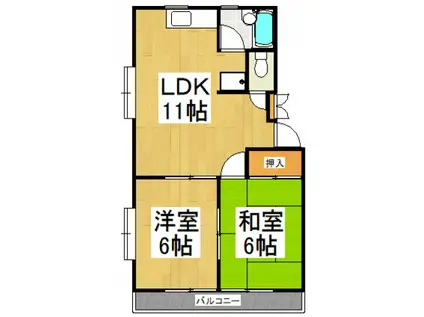 クレスト向原(2LDK/2階)の間取り写真