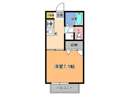 プロバンスB棟(1K/2階)の間取り写真