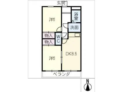 サンヨコカワ(2DK/1階)の間取り写真